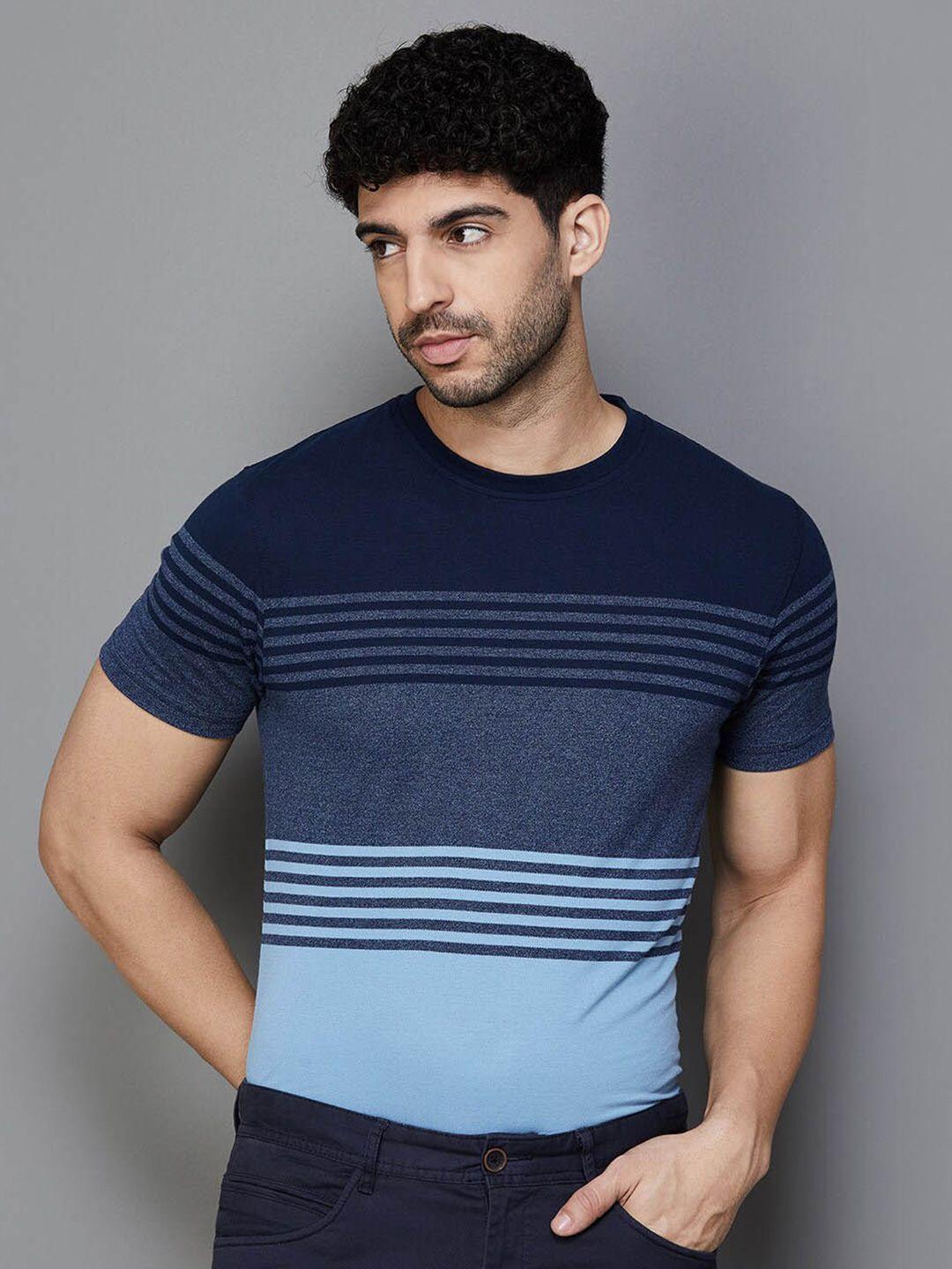 code by lifestyle striped round neck t-shirt