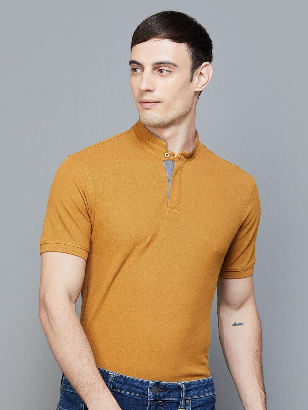 code by lifestyle tan polo collar t-shirt