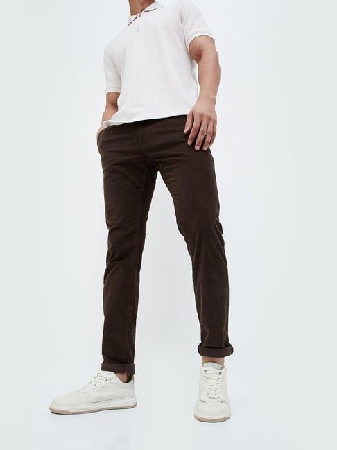 code by lifestyle tan slim fit flat front trousers