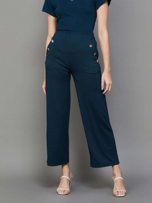 code by lifestyle teal blue mid rise pants