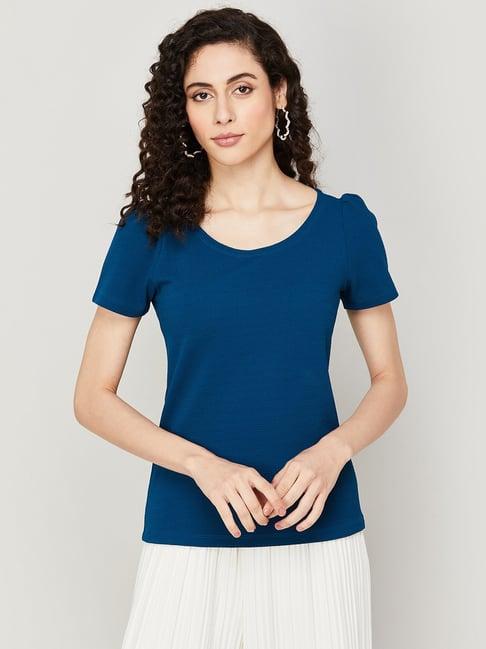 code by lifestyle teal regular fit top