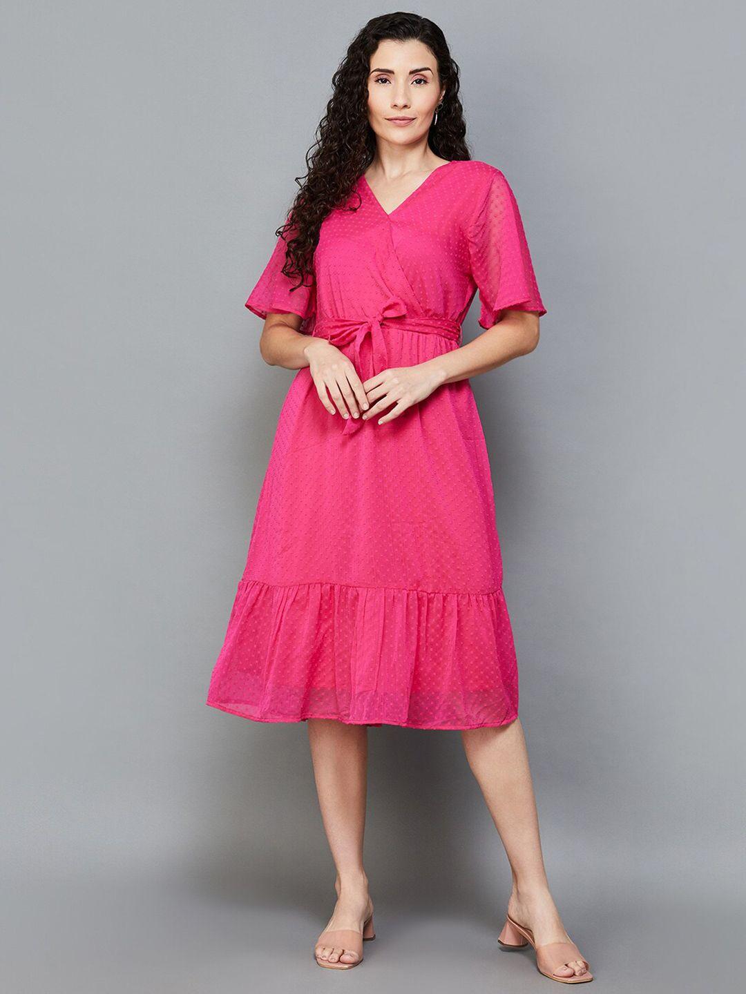 code by lifestyle v neck flared sleeves wrap short dress