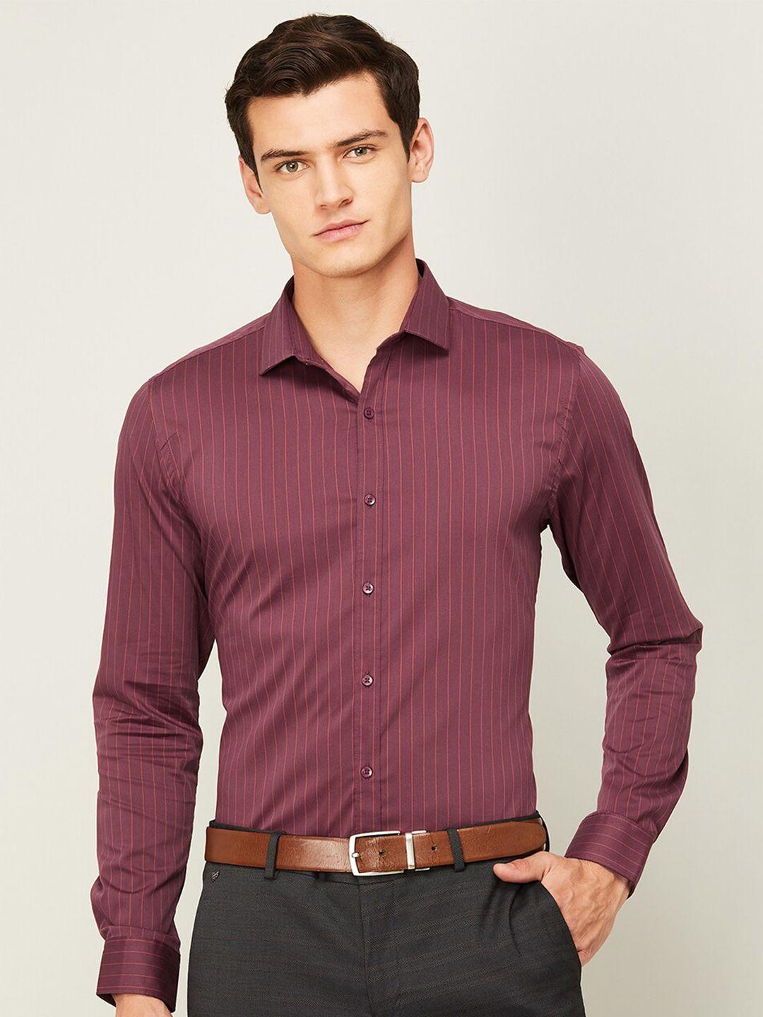 code by lifestyle vertical striped spread collar formal shirt