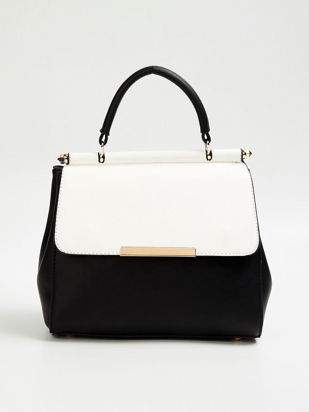 code by lifestyle white colourblocked oversized structured satchel