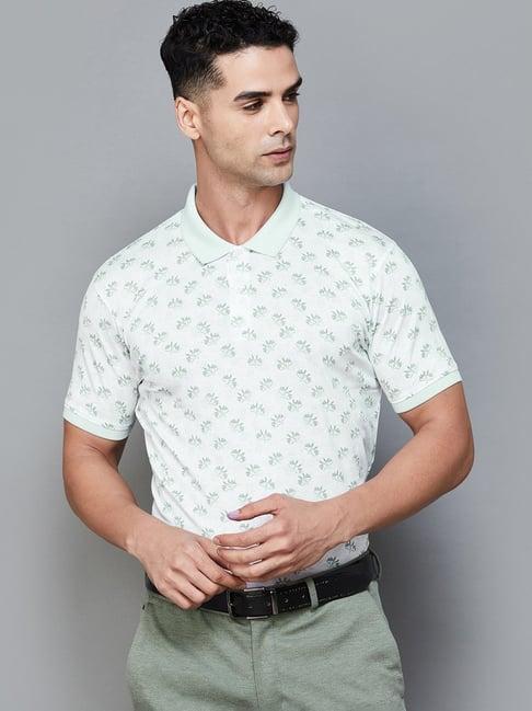 code by lifestyle white cotton regular fit printed polo t-shirt