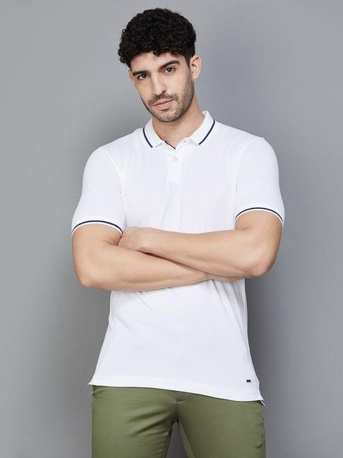 code by lifestyle white regular fit polo t-shirt