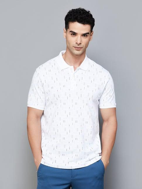 code by lifestyle white regular fit printed polo t-shirts