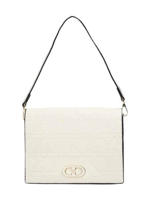 code by lifestyle white textured shoulder bag