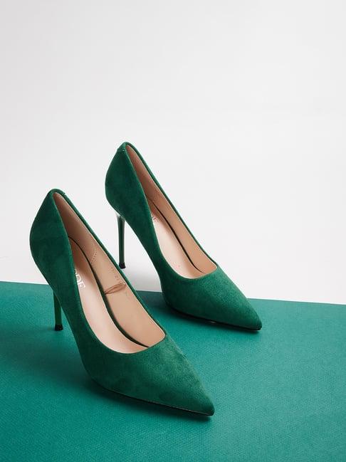 code by lifestyle women's green stiletto pumps
