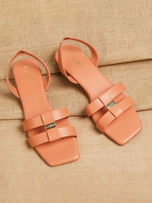 code by lifestyle women's orange sling back sandals