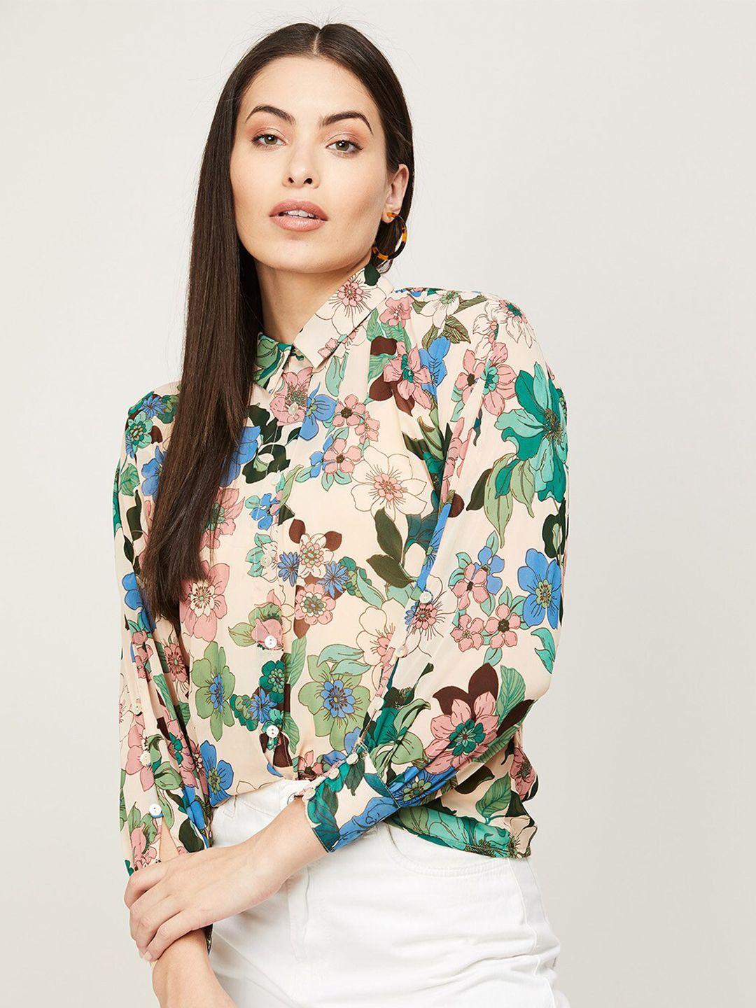 code by lifestyle women beige floral printed shirt style top