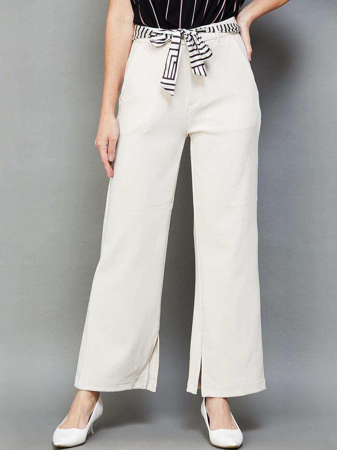 code by lifestyle women beige trousers
