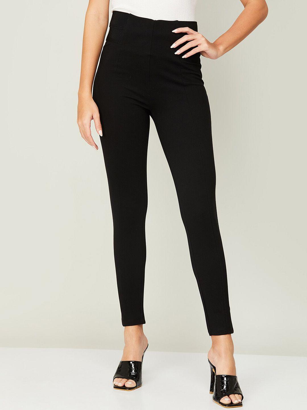 code by lifestyle women black skinny fit trousers