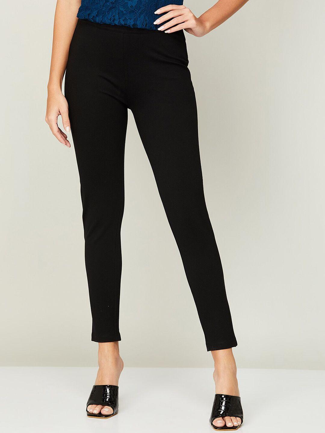 code by lifestyle women black skinny fit trousers