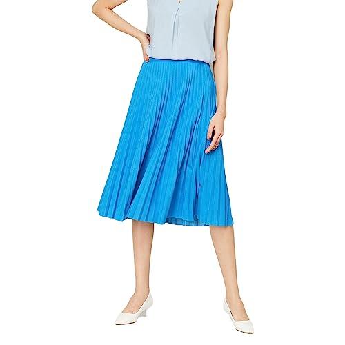 code by lifestyle women blue polyester regular fit solid skirts blue_30