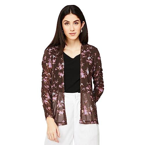 code by lifestyle women brown viscose regular fit printed shrug_8