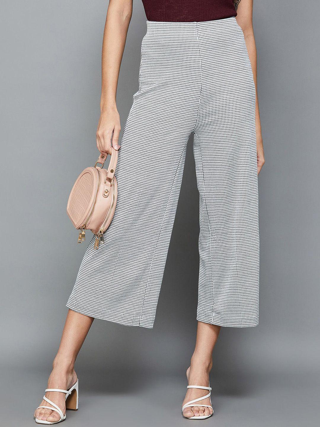 code by lifestyle women checked culottes trousers