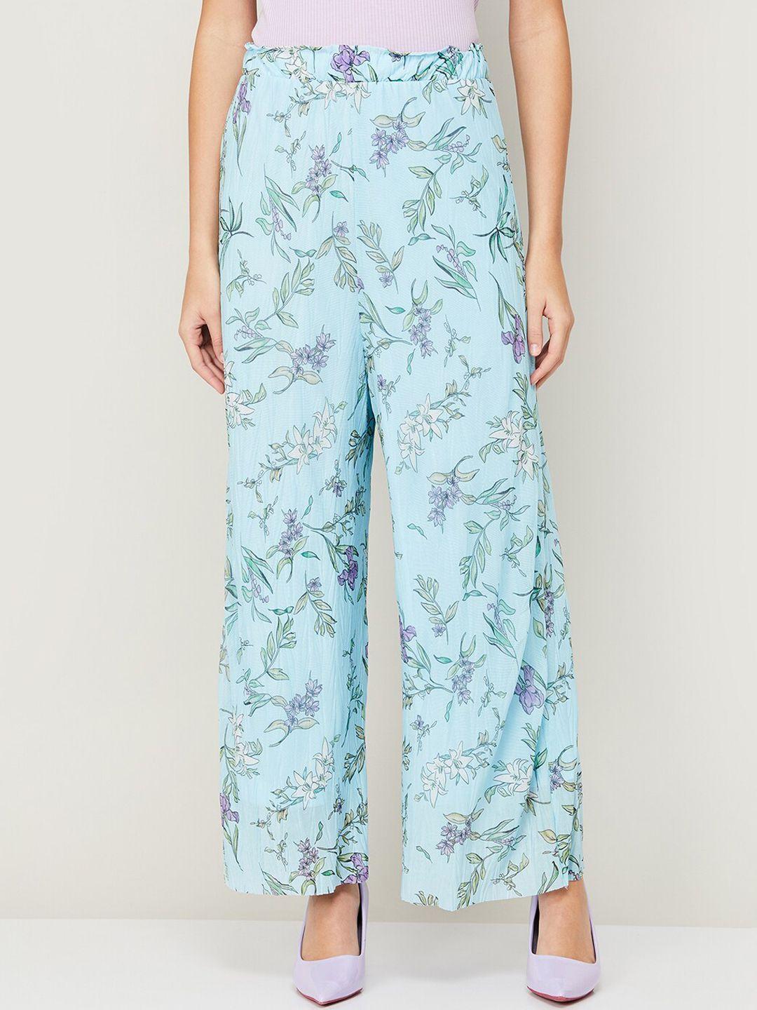 code by lifestyle women floral printed easy wash trousers