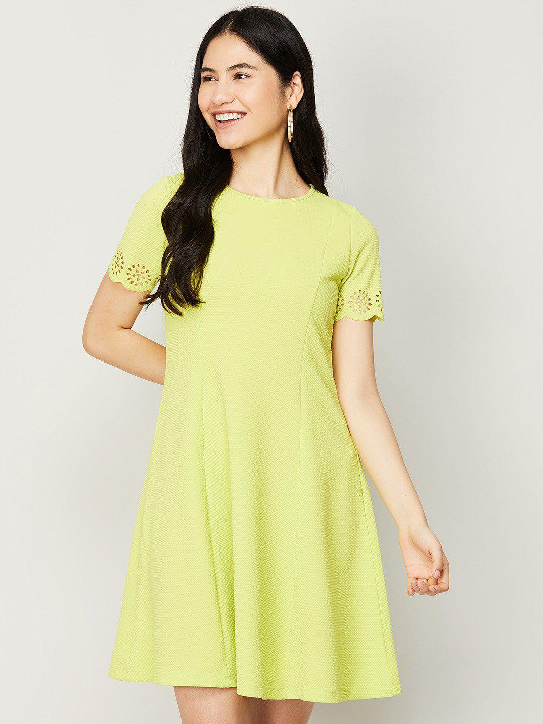 code by lifestyle women green a-line dress