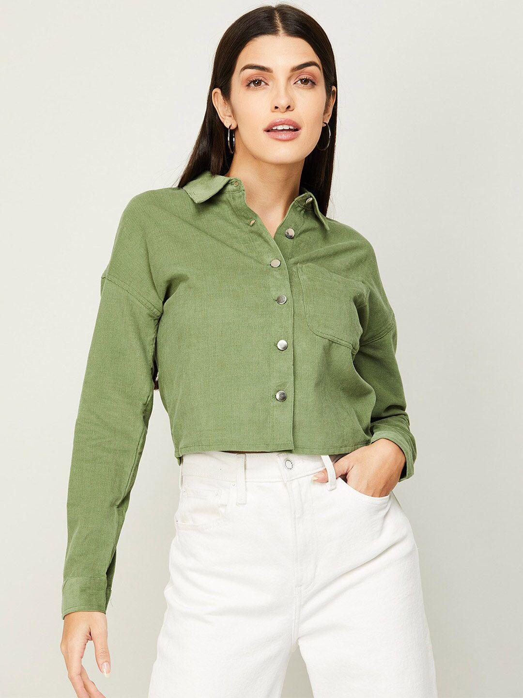 code by lifestyle women green casual shirt