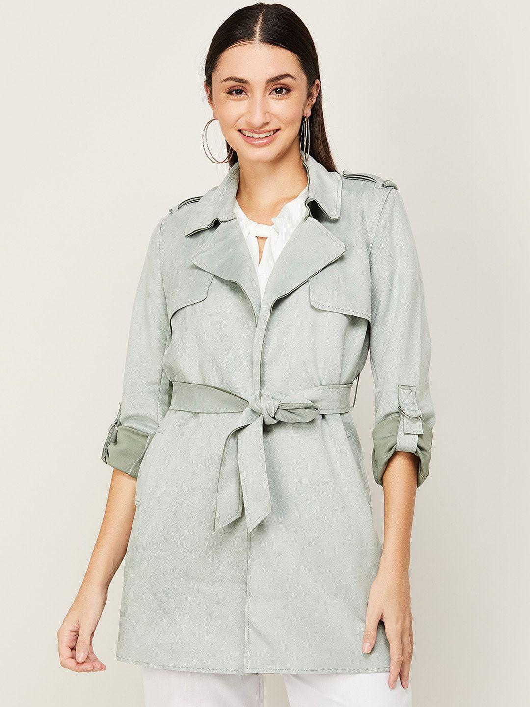 code by lifestyle women green longline tailored jacket