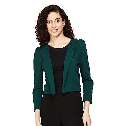 code by lifestyle women green polyester regular fit solid shrug_8