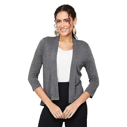 code by lifestyle women grey melange viscose rayon regular fit solid shrug_14