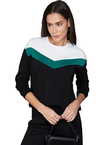 code by lifestyle women jet black polyester regular fit solid sweatshirt_xs