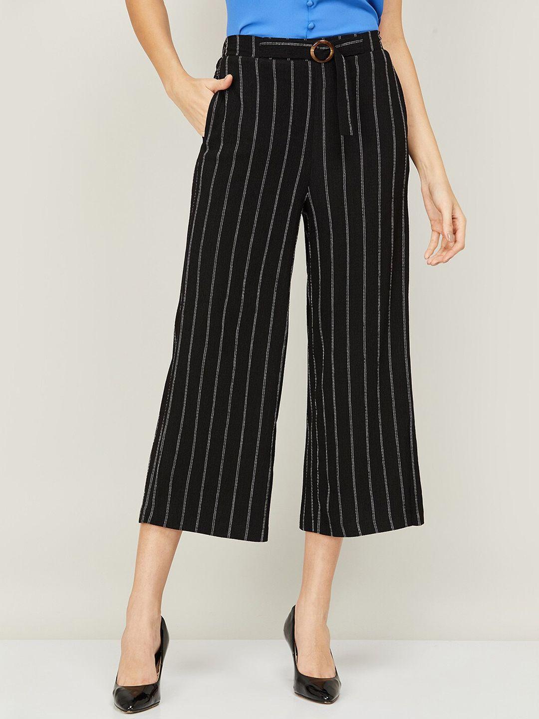 code by lifestyle women mid-rise striped culottes trousers