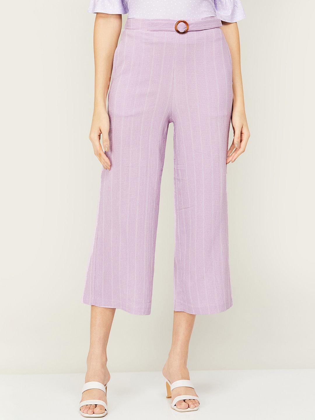 code by lifestyle women mid-rise striped culottes trousers