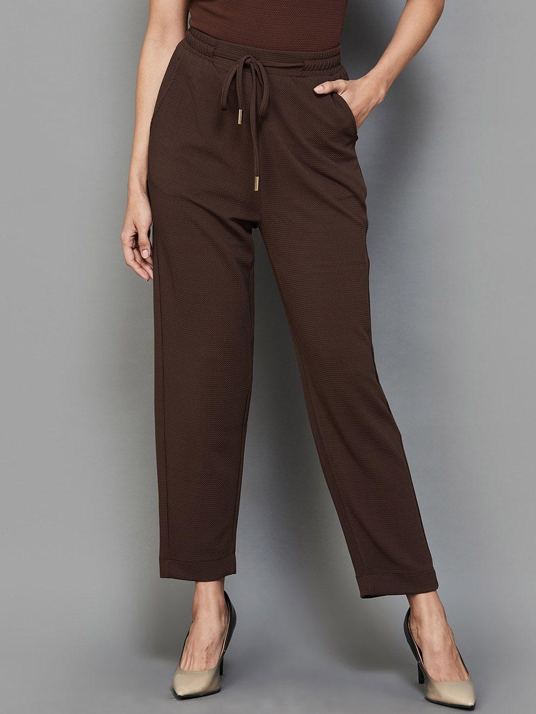 code by lifestyle women mid-rise textured trouser