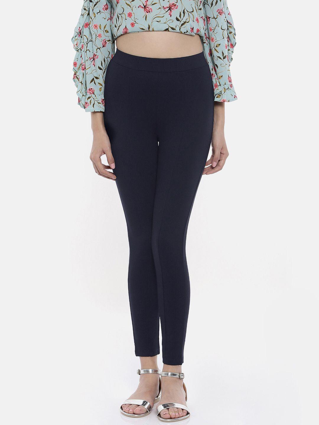 code by lifestyle women navy blue solid jeggings