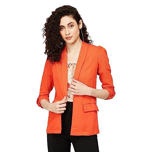 code by lifestyle women orange polyester regular fit solid shrug_14