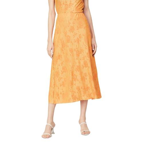 code by lifestyle women orange polyester regular fit solid skirts orange_28