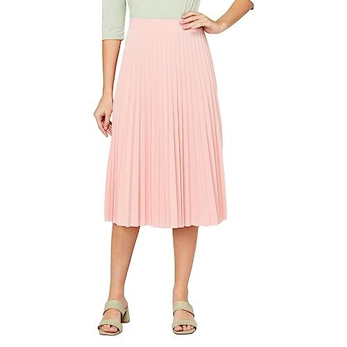 code by lifestyle women pink polyester regular fit solid skirts pink_34