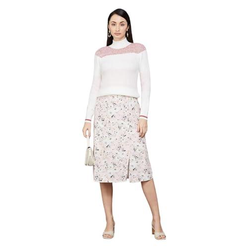 code by lifestyle women pink polyester regular fit solid skirts pink_36