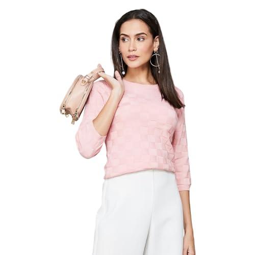 code by lifestyle women pink viscose regular fit solid top flat knit_pink_xs
