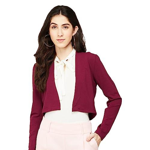 code by lifestyle women plum viscose regular fit solid shrug_8