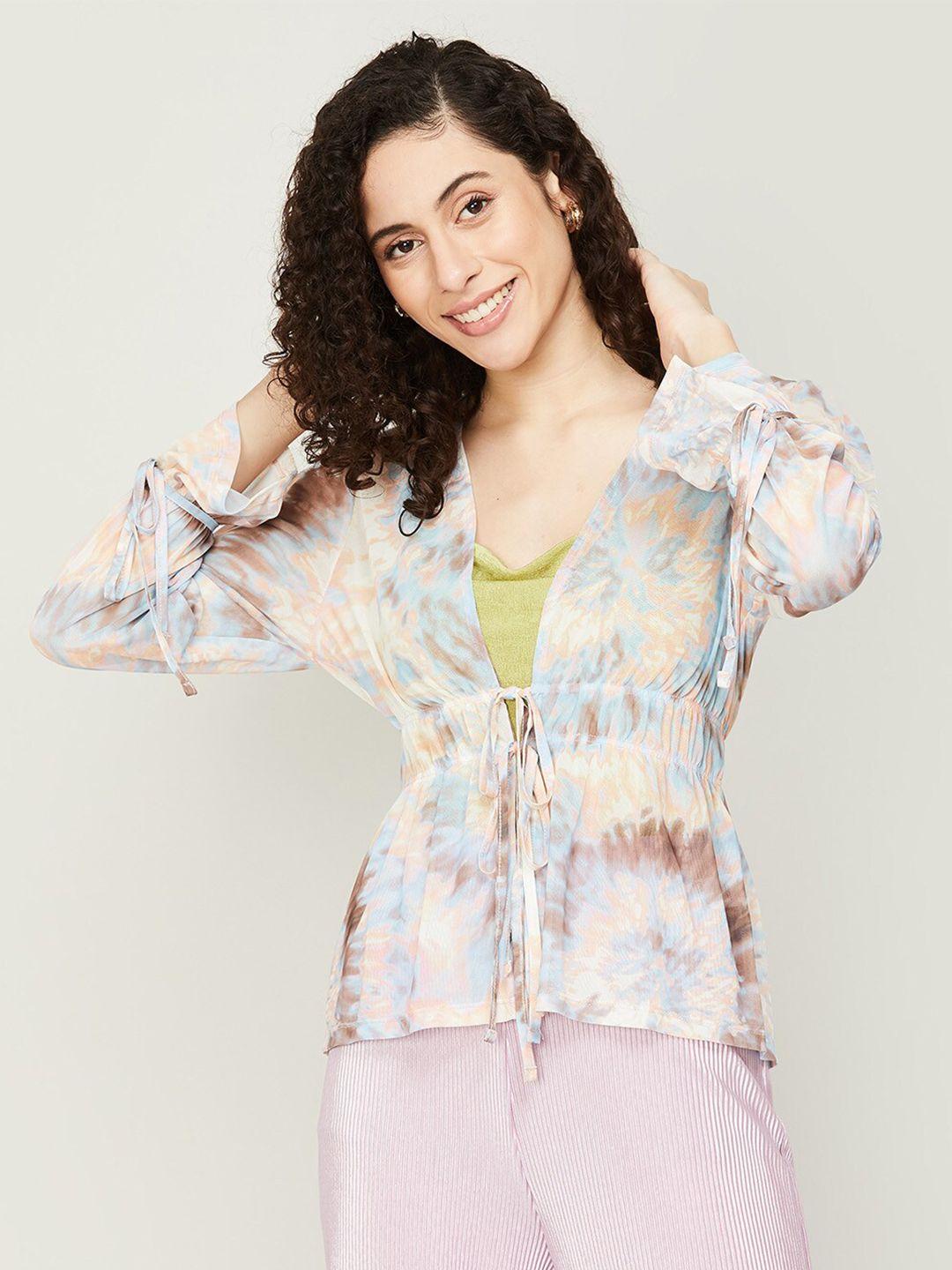 code by lifestyle women printed tie-up shrug