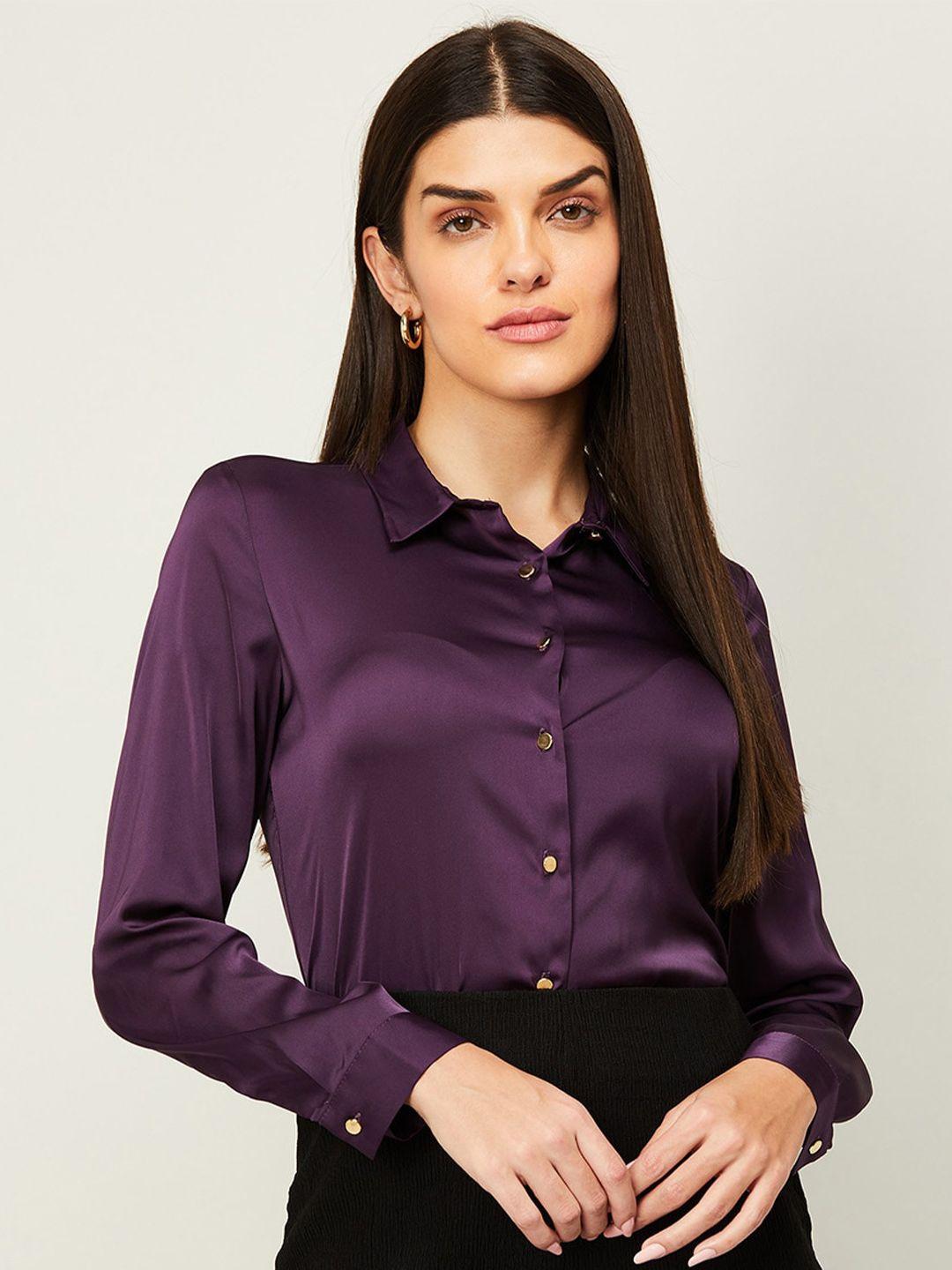 code by lifestyle women purple casual shirt