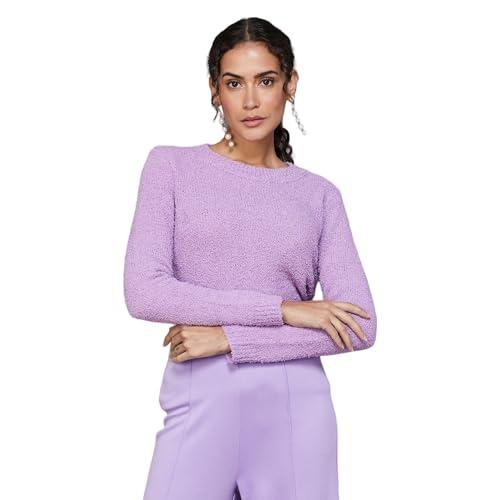 code by lifestyle women purple polyester regular fit solid pullover purple_l
