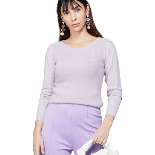 code by lifestyle women purple viscose regular fit solid pullover_lilac_s