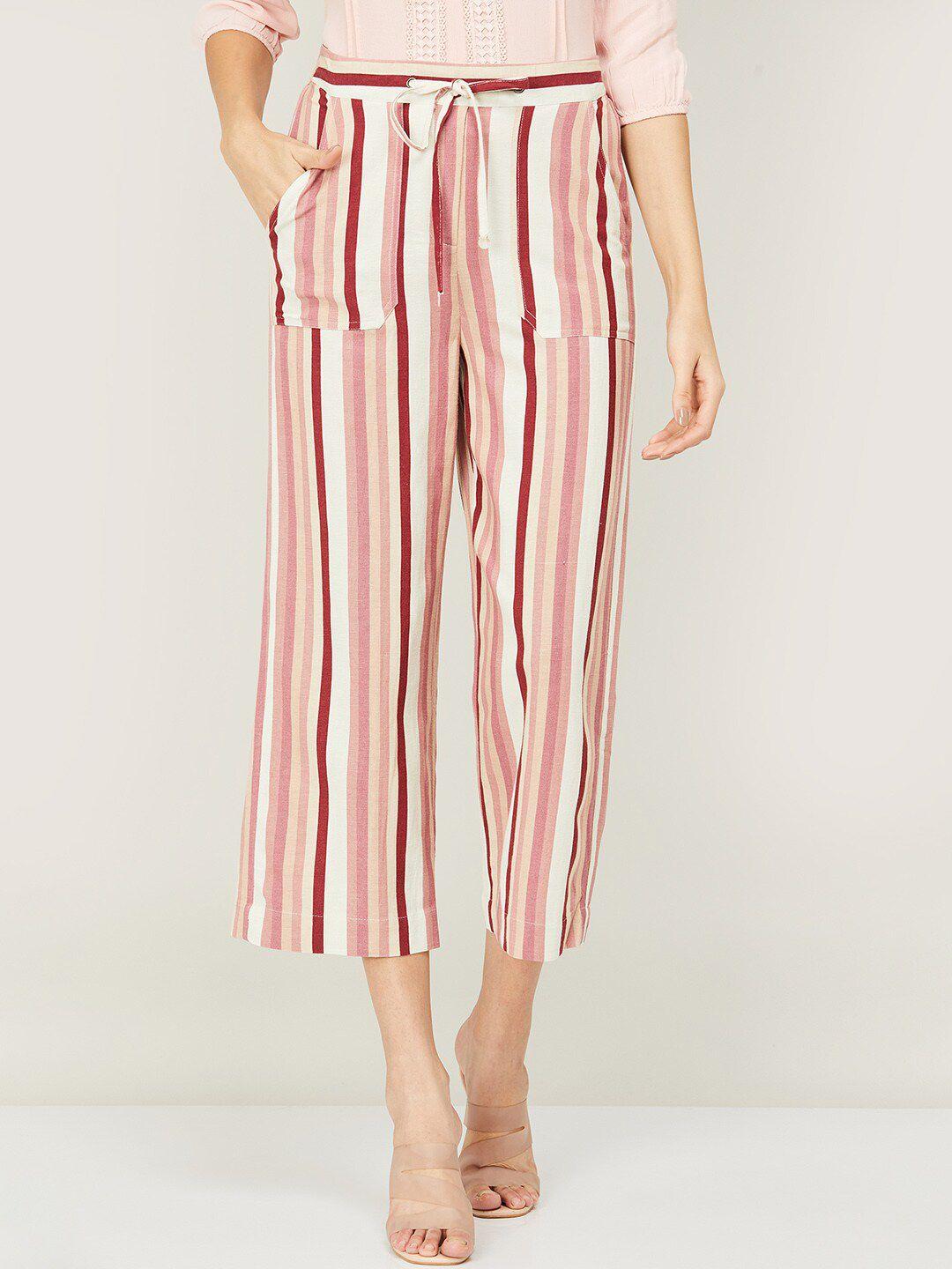 code by lifestyle women striped culottes mid-rise trousers