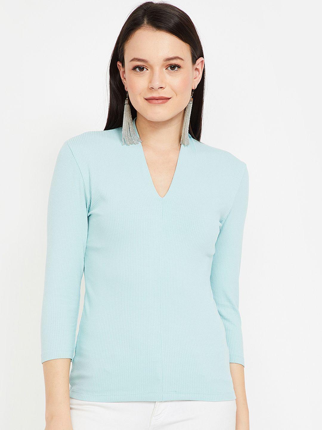 code by lifestyle women teal solid top