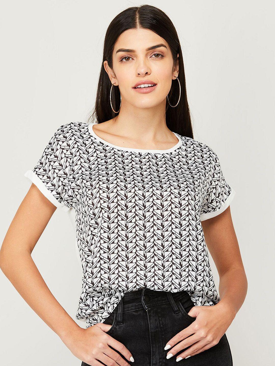 code by lifestyle women white & black printed top