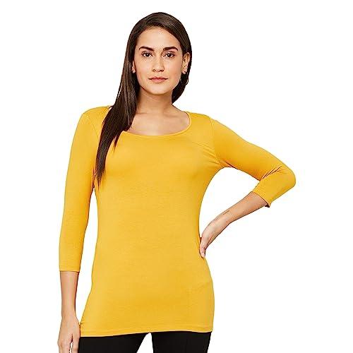 code by lifestyle women yellow solid top - xs