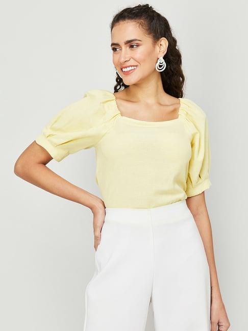 code by lifestyle yellow regular fit top