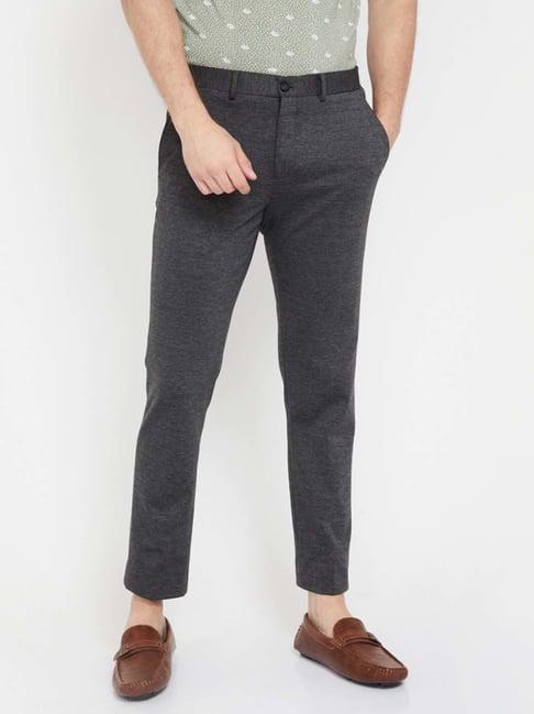 code by lifestyledark grey super slim fit texture trousers