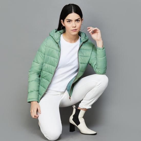 code classic women quilted hooded puffer jacket
