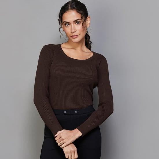 code classic women ribbed knitted top
